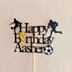 Football Theme Cake Topper - Customized Name And Age Cake Decor