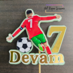 Football cake topper inspired by Ronaldo with custom name and age