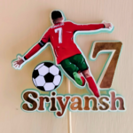 Cristiano Ronaldo cake topper with custom name and age for football birthday party