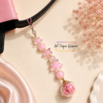 Pastel Pink Star & Flower Phone Dangle- Mobile Charm