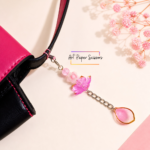 Handmade Pink Beaded Phone Accessory with Floral Orb- Mobile Charm