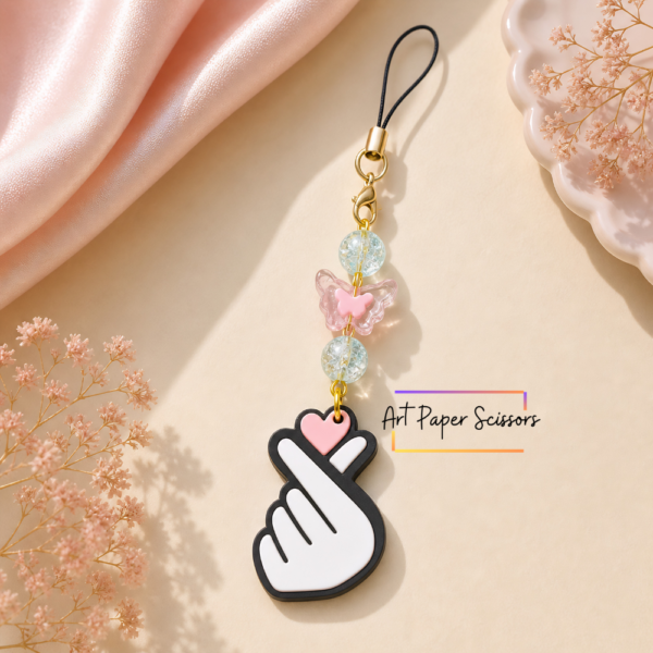 K-Pop Inspired Heart Hand Sign Phone Charm