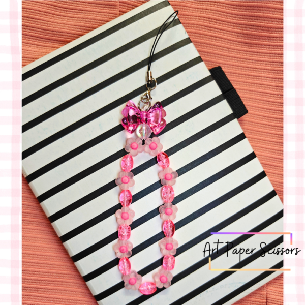 Pink Crystal Bloom Chain Charm – Luxe Floral Phone Strap