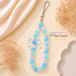 Blue Bow Flower Chain Charm – Cute Aesthetic Phone Strap