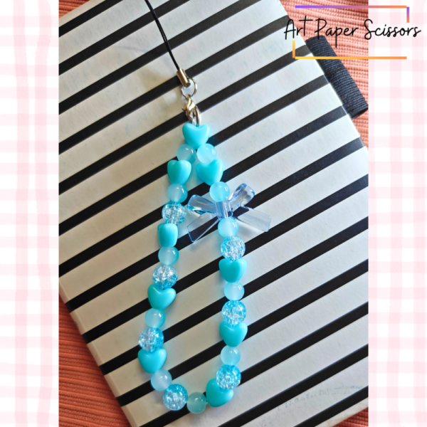Icy Blue Floral Bead Chain Charm – Phone Strap