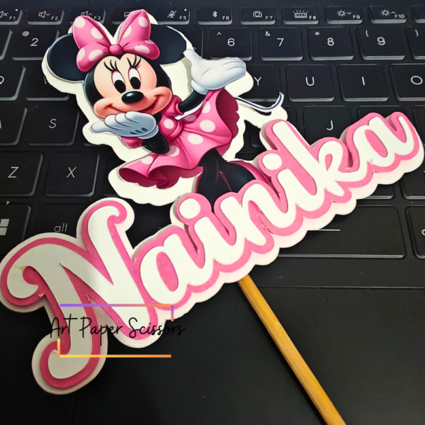 Minnie Mouse Cake Topper with Name – Girls Birthday
