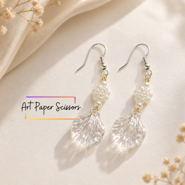 Pearl Shell Drop Earrings – Elegant Floral Pearl & Shell Dangle Earrings for Women