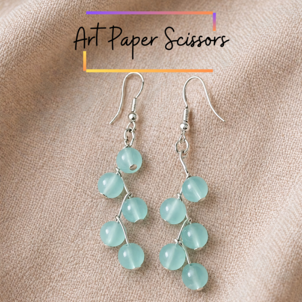 Mint Green Beaded Drop Earrings – Aesthetic Glass Bead Dangle Earrings | Elegant Everyday Jewelry