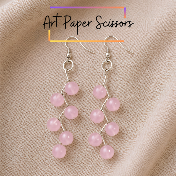 Blush Pink Beaded Drop Earrings – Aesthetic Glass Bead Dangle Earrings | Elegant Feminine Jewelry
