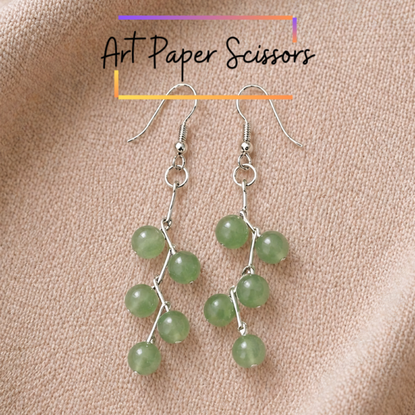 Olive Green Beaded Drop Earrings – Aesthetic Glass Bead Dangle Earrings | Elegant Everyday Jewelry