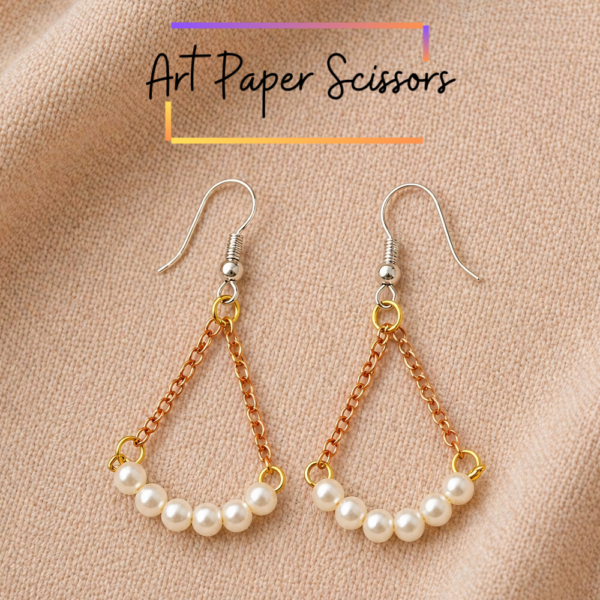 Pearl Chain Drop Earrings – Elegant Gold Chain Dangle Earrings for Women | Party & Everyday Wear