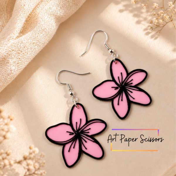 Pink Floral Statement Earrings – Bold Acrylic Flower Dangle Earrings for Girls | Aesthetic Jewelry
