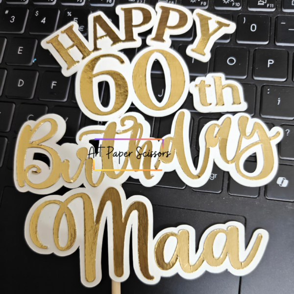 Personalized 60th Birthday Mom Cake Topper | Happy 60th Birthday Mom Custom Cake Decoration