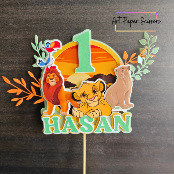 Personalized Lion King Birthday Cake Topper | Wild One Safari First Birthday Cake Decoration