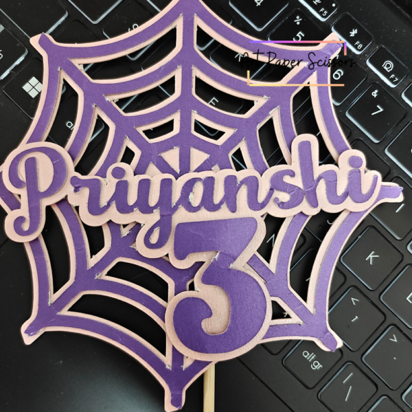 Personalized Spider Web Birthday Cake Topper | Spider Theme Birthday Decoration with Name & Age