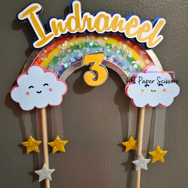 Personalized Rainbow Birthday Cake Topper | Custom Name & Age Rainbow Party Decoration
