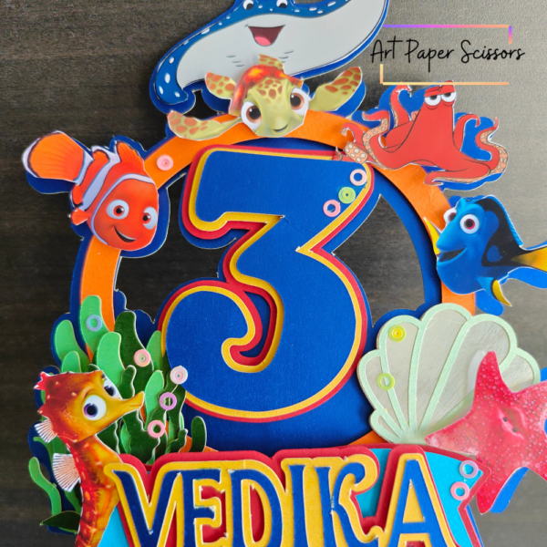 Personalized Under the Sea Birthday Cake Topper | Ocean Theme 3rd Birthday Cake Decoration
