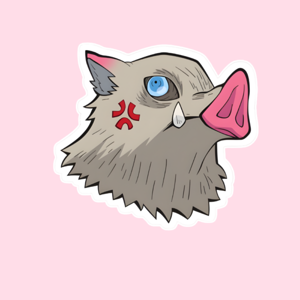 Inosuke Hashibira Boar Mask Sticker from Demon Slayer anime