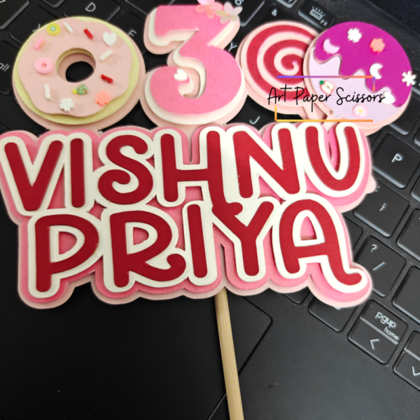 Personalized Candy Theme Birthday Cake Topper | Custom Name & Age Sweet Treat Cake Decoration