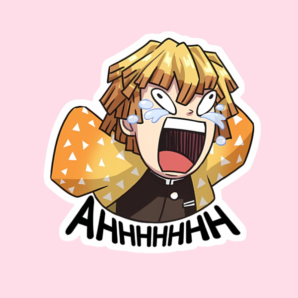 Zenitsu Sticker featuring funny screaming expression from Demon Slayer