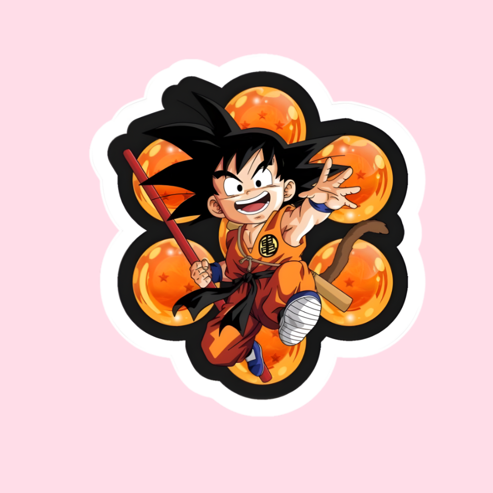 4 Goku Sticker featuring Kid Goku with Dragon Balls from Dragon Ball