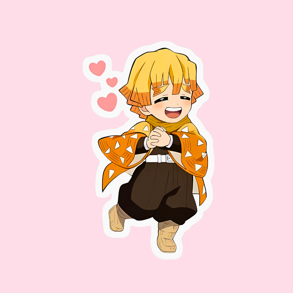 5 Cute Zenitsu Sticker featuring chibi Zenitsu Agatsuma from Demon Slayer