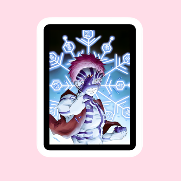 Akaza Sticker featuring Upper Moon Three demon from Demon Slayer Kimetsu no Yaiba