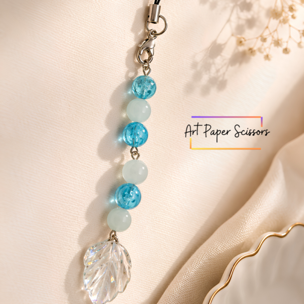 Blue Beaded Phone Charm