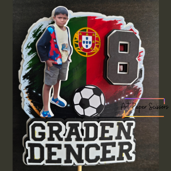 Personalized Football Birthday Cake Topper | Custom Photo, Name & Age