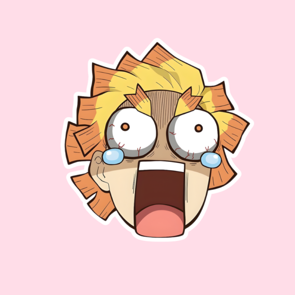 Zenitsu Sticker featuring funny shocked face from Demon Slayer Kimetsu no Yaiba anime