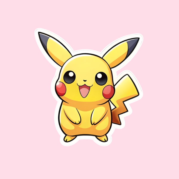 Pikachu Sticker featuring the cute Pokémon character in a smiling pose