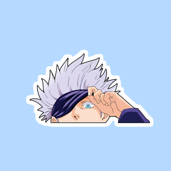 Gojo Eyes Waterproof Vinyl Sticker featuring the iconic Six Eyes reveal for laptops, phones, water bottles, and journals